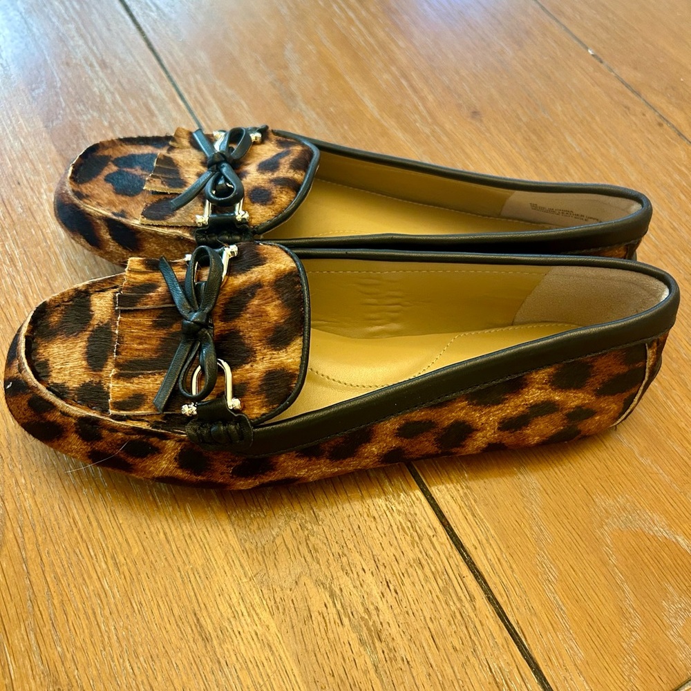 Talbots Francesca Leather Calf Hair Driving Moccasins - Picture 2 of 6